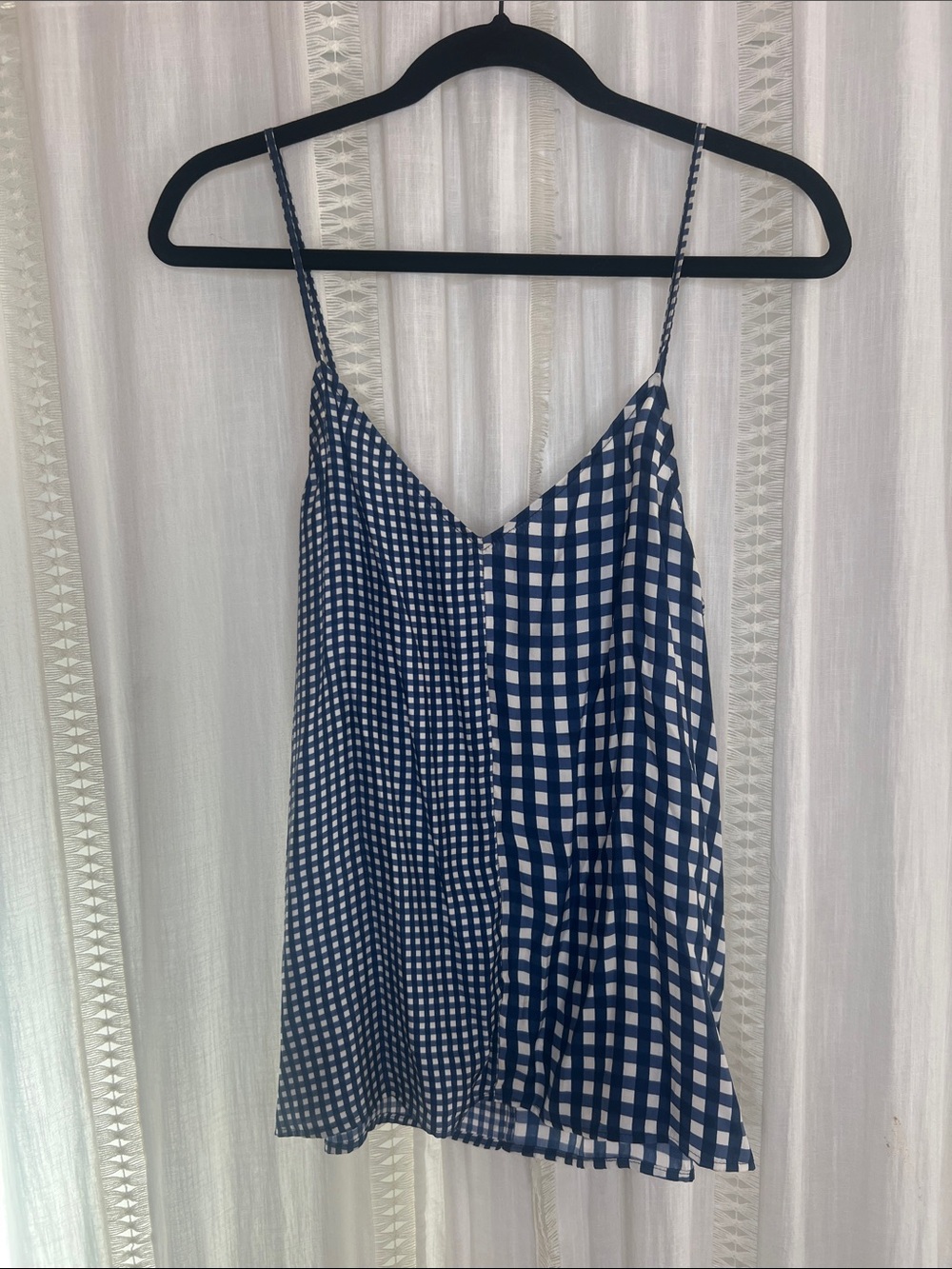 Equipment Navy and White Gingham Mini Slip Dress